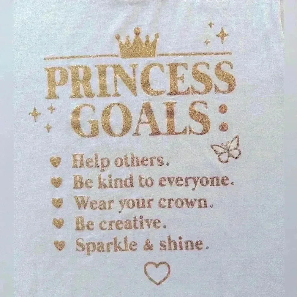 The Children's Place Girls Pumkin Spice Graphic tee & Princess Goals Tee (596)